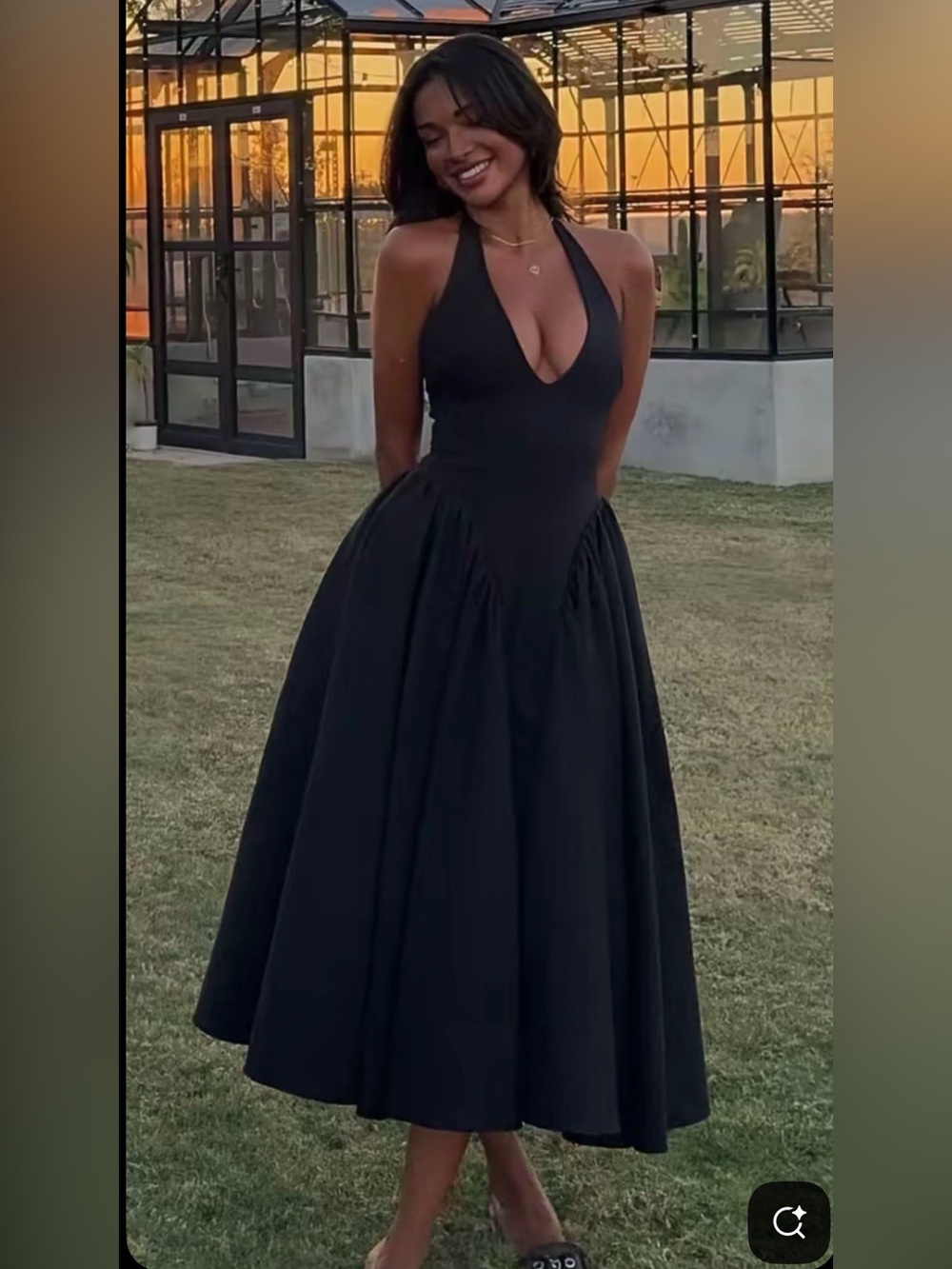 Chic Black Halter Midi Dress